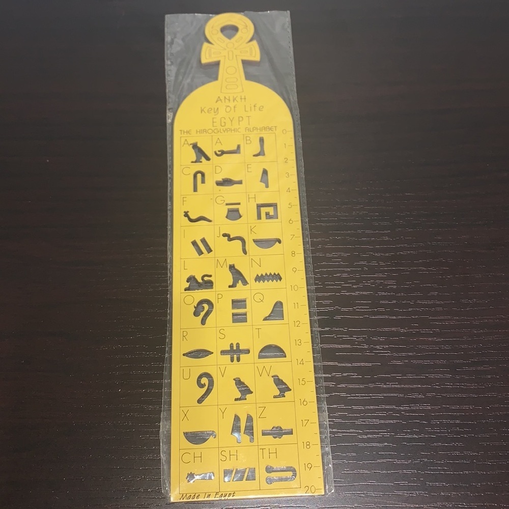 Papyrus Bookmark + 1 Wooden Ruler Egyptian letters - Picture 3 of 4